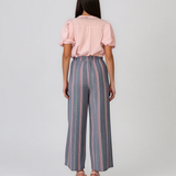 Pantaloni lungi din bumbac cu motive tradiționale roz HL124