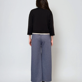 Pantaloni lungi la dungă din vâscoză albastru 