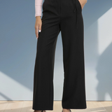 Pantaloni lungi largi fluizi cu buzunare ORSAY negru ORS003