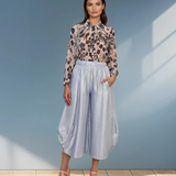Pantaloni stil balon cu buzunare bleu 