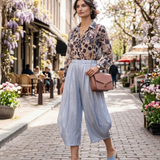 Pantaloni stil balon cu buzunare bleu 