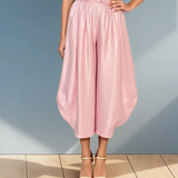 Pantaloni stil balon cu buzunare roz 