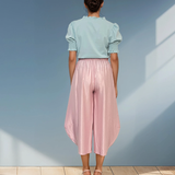 Pantaloni stil balon cu buzunare roz 