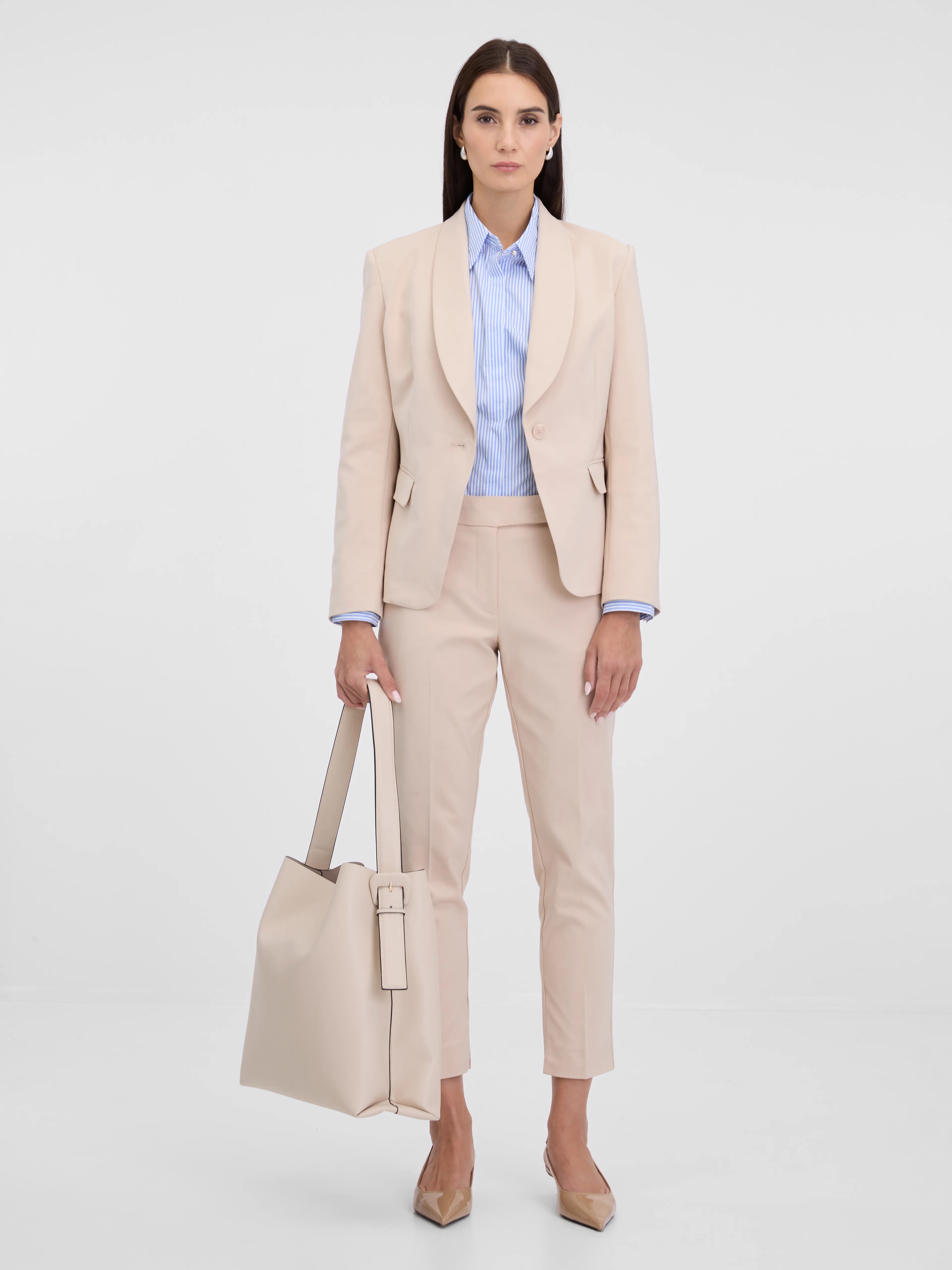 Pantaloni tip țigaretă cu buzunare pentru birou  ORSAY beige ORS008