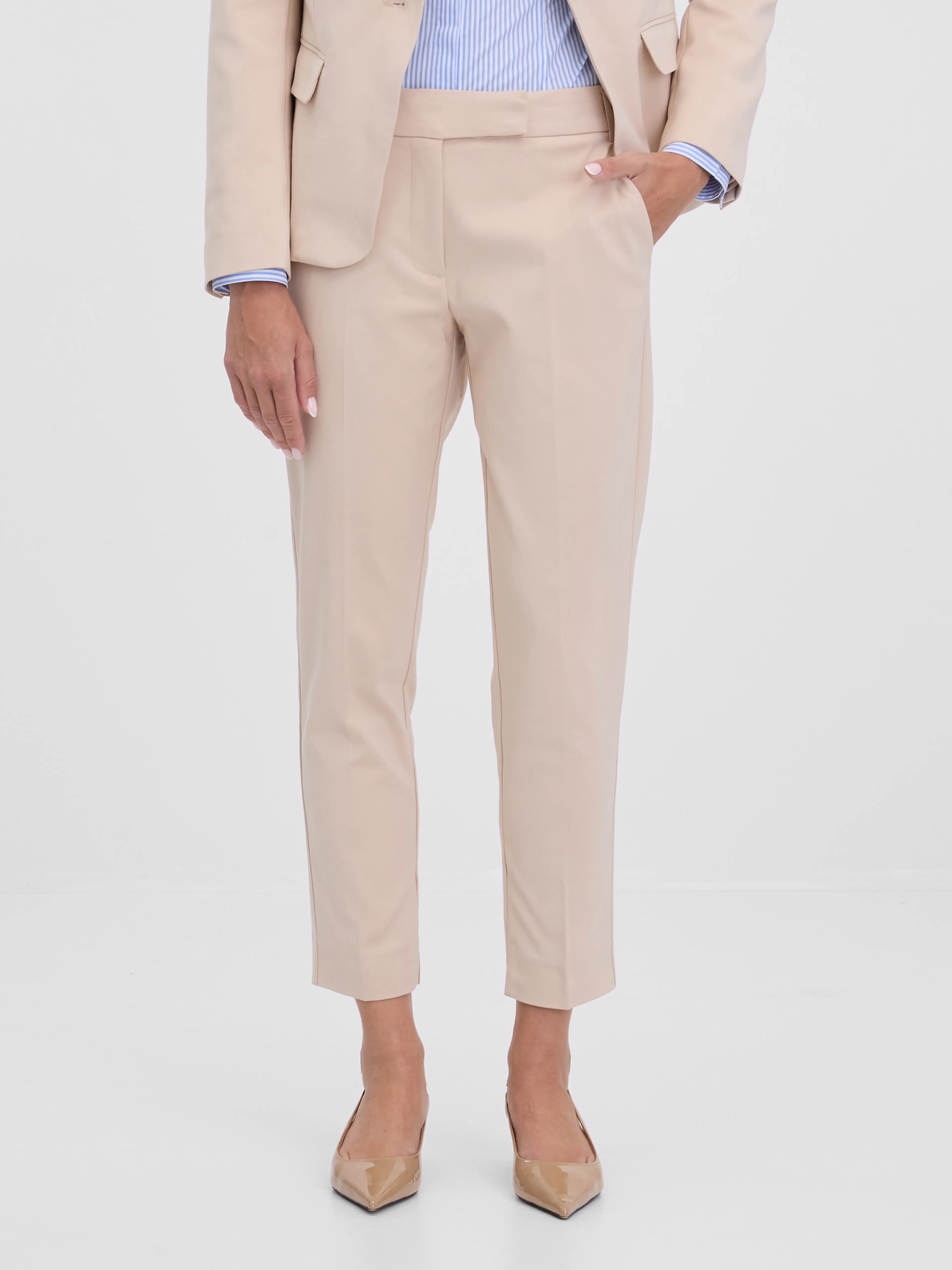 Pantaloni tip țigaretă cu buzunare pentru birou  ORSAY beige ORS008