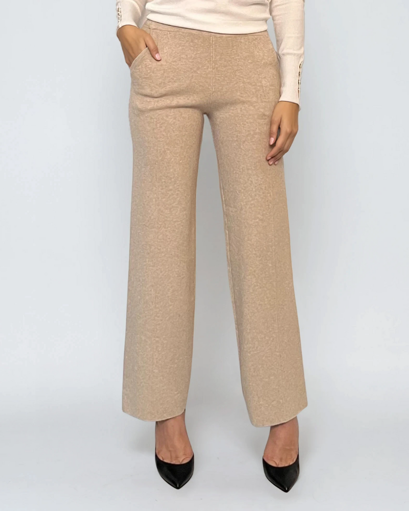 Pantaloni tricot office beige 