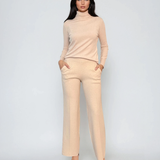 Pantaloni tricot office crem 