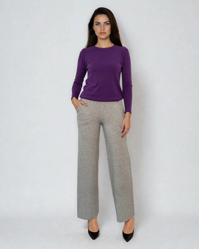 Pantaloni tricot office gri 