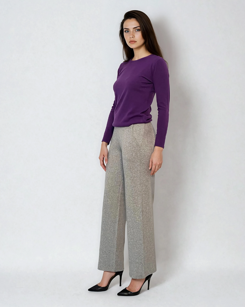 Pantaloni tricot office gri 