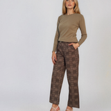 Pulover basic cu guler rotund kaki HL234