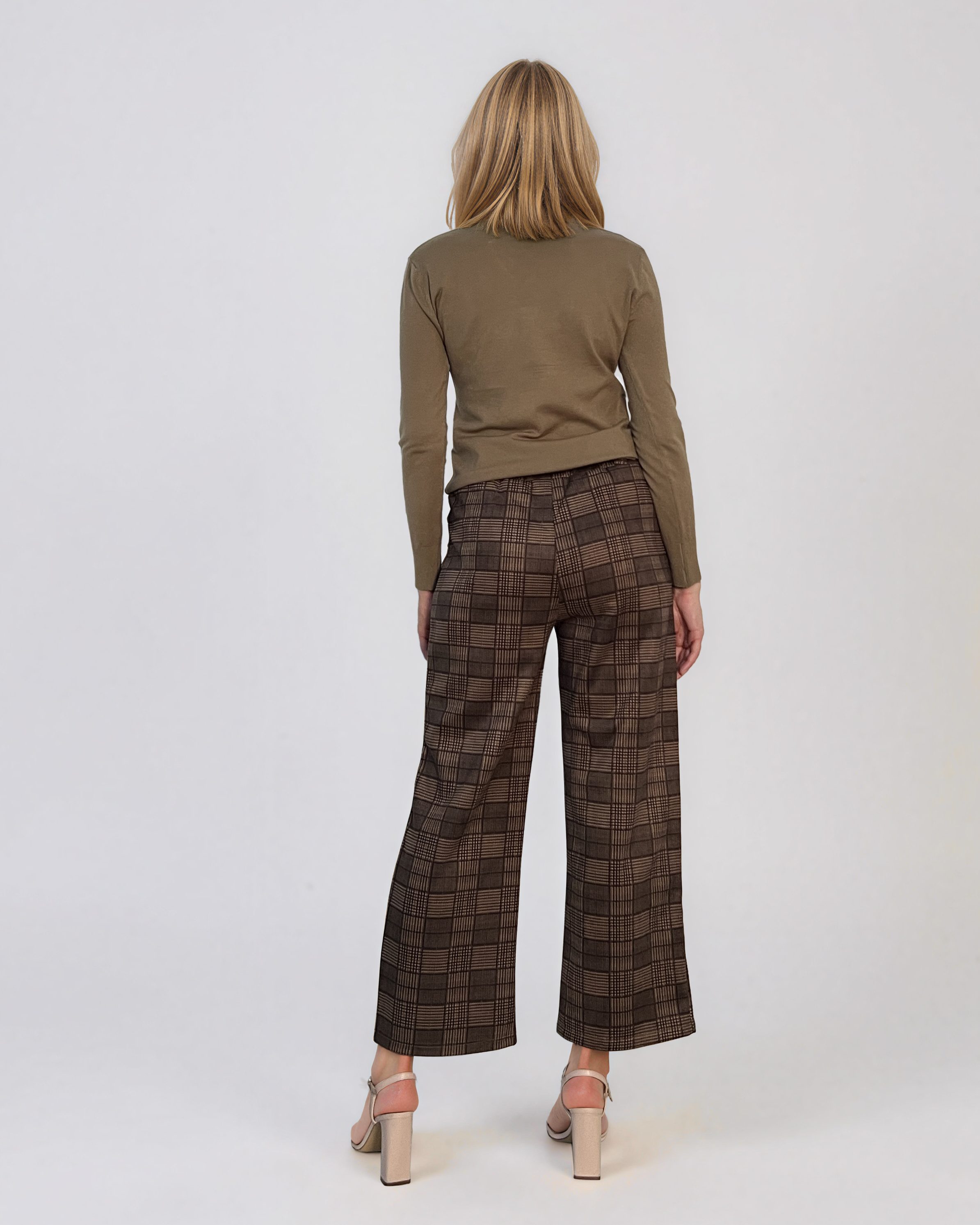 Pulover basic cu guler rotund kaki HL234