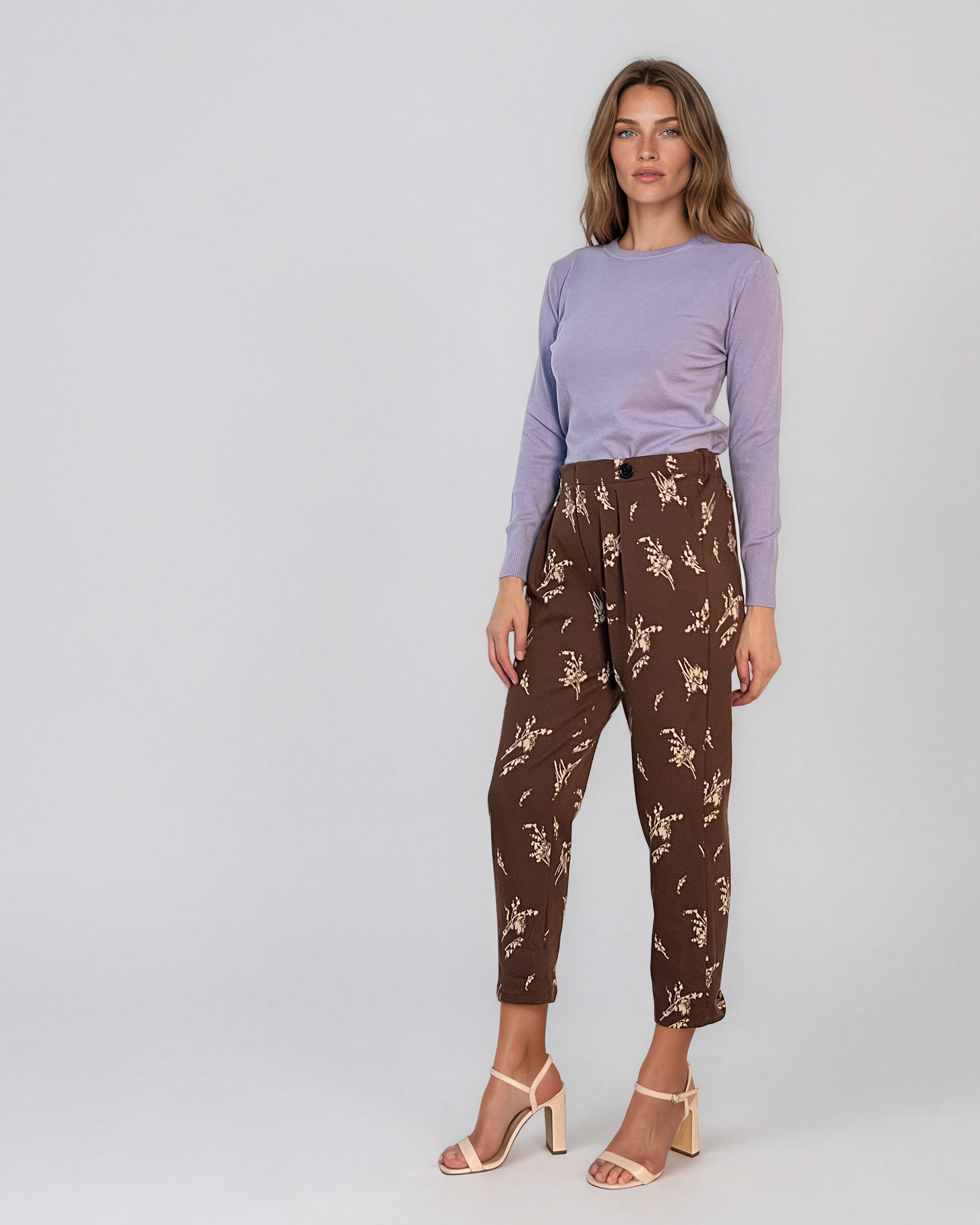 Pulover basic cu guler rotund lila HL234