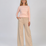 Pulover basic cu guler rotund roz HL234