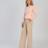 Pulover basic cu guler rotund roz HL234