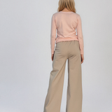 Pulover basic cu guler rotund roz HL234