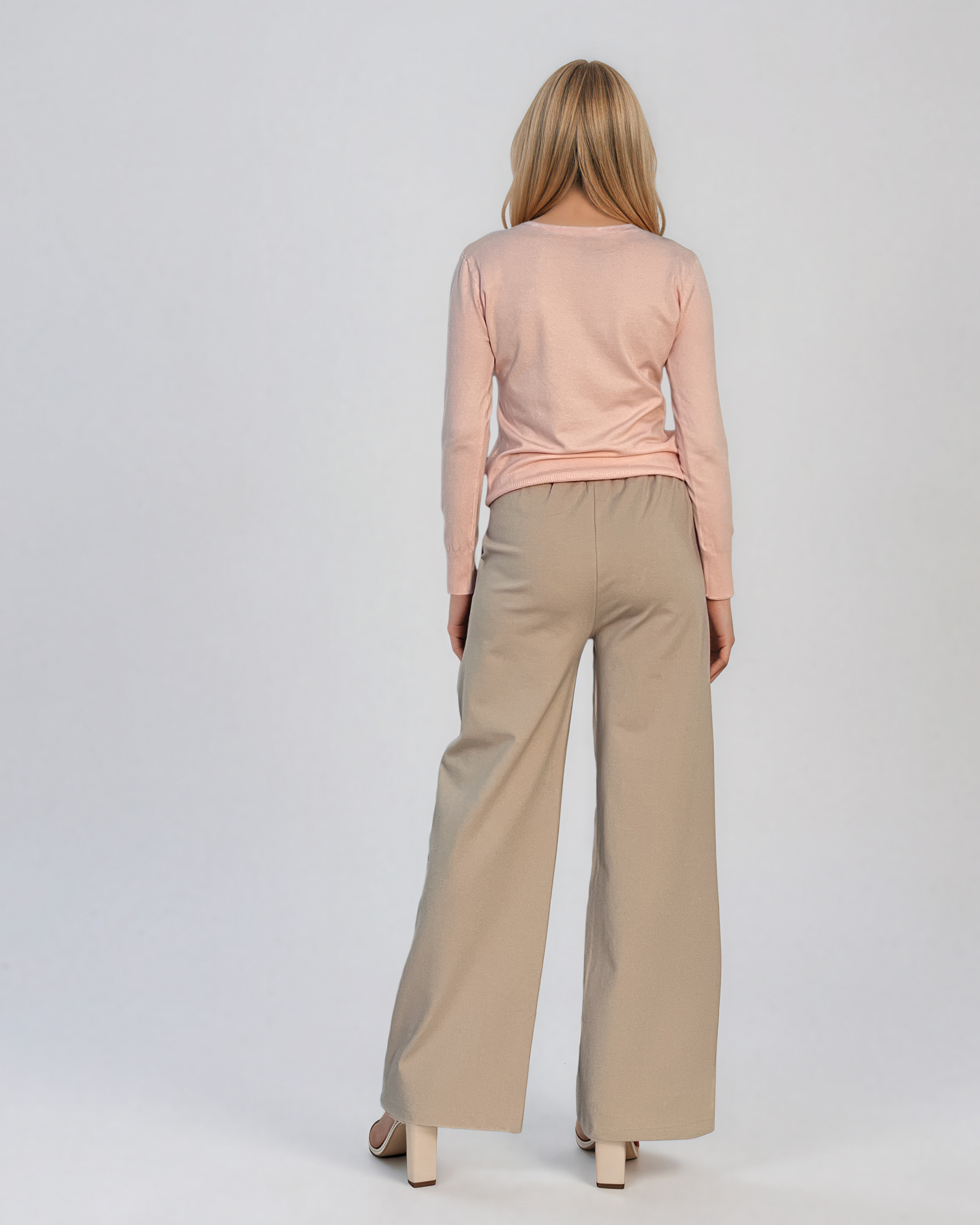 Pulover basic cu guler rotund roz HL234