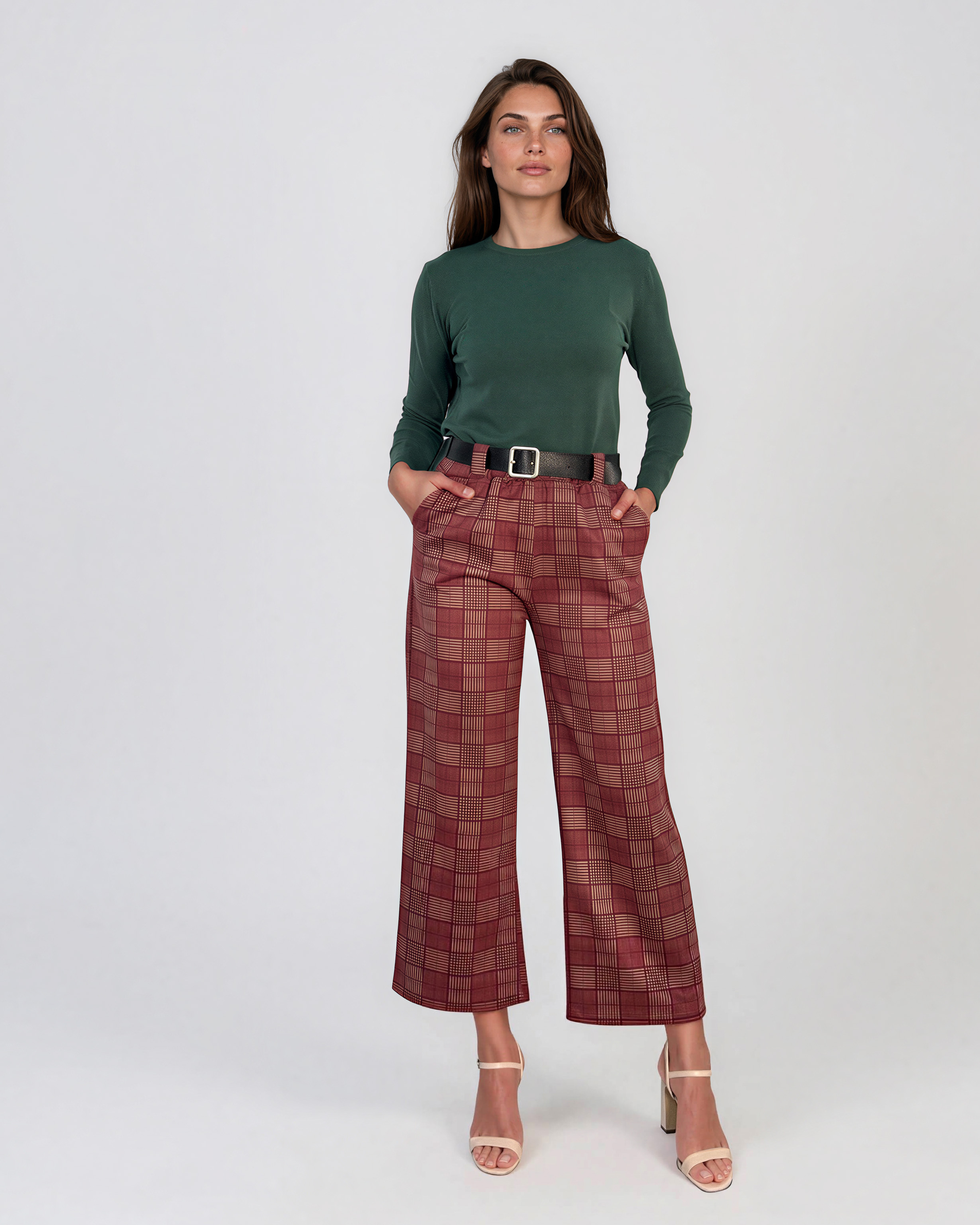 Pulover basic cu guler rotund verde-dark HL234