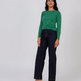 Pulover basic cu guler rotund verde HL234