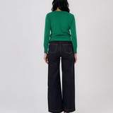 Pulover basic cu guler rotund verde HL234