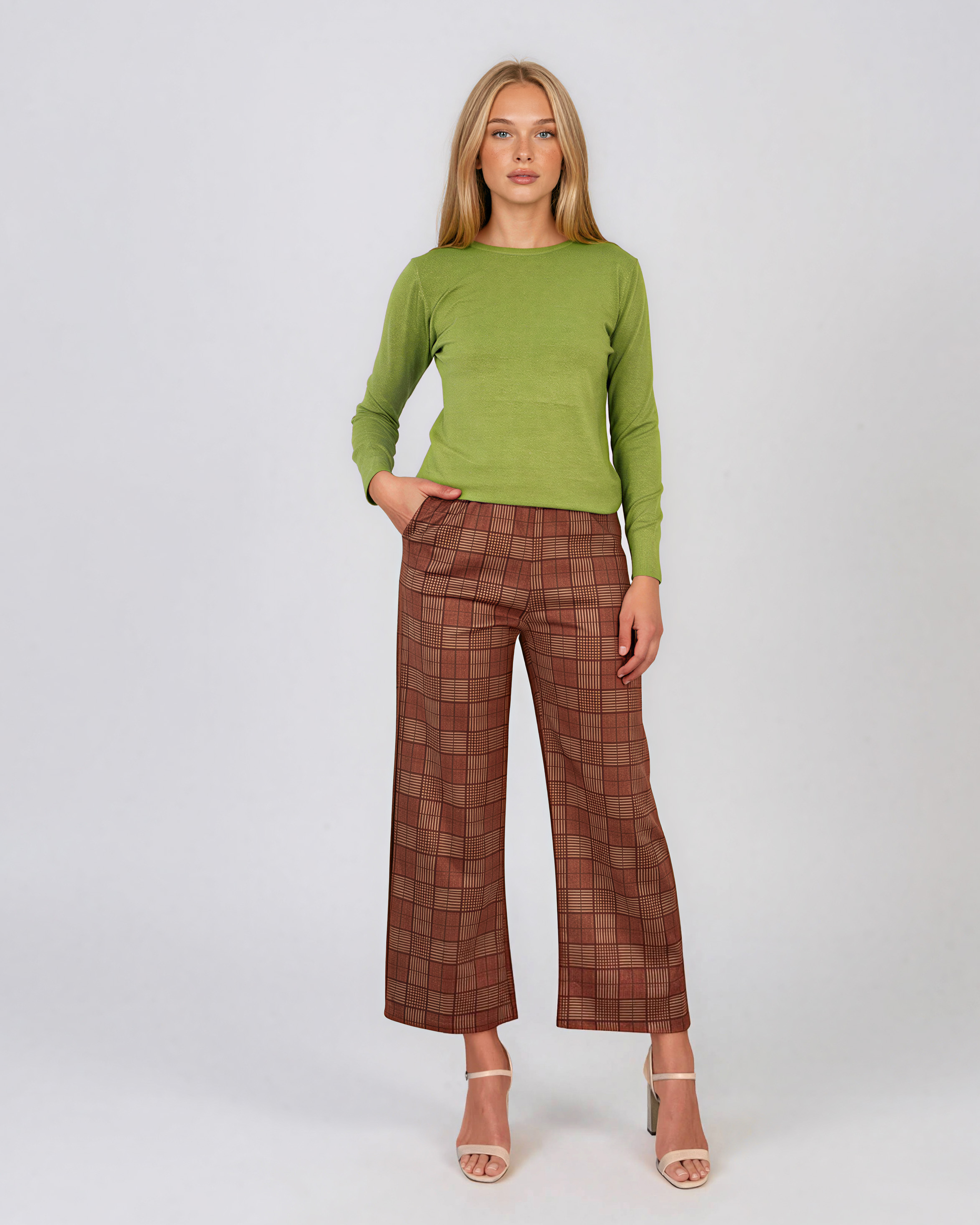 Pulover basic cu guler rotund vernil HL234