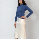Pulover basic cu guler scurt albastru-jeans 