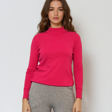 Pulover basic cu guler scurt ciclam 