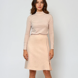Pulover basic cu guler scurt crem 