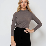 Pulover basic cu guler scurt gri 