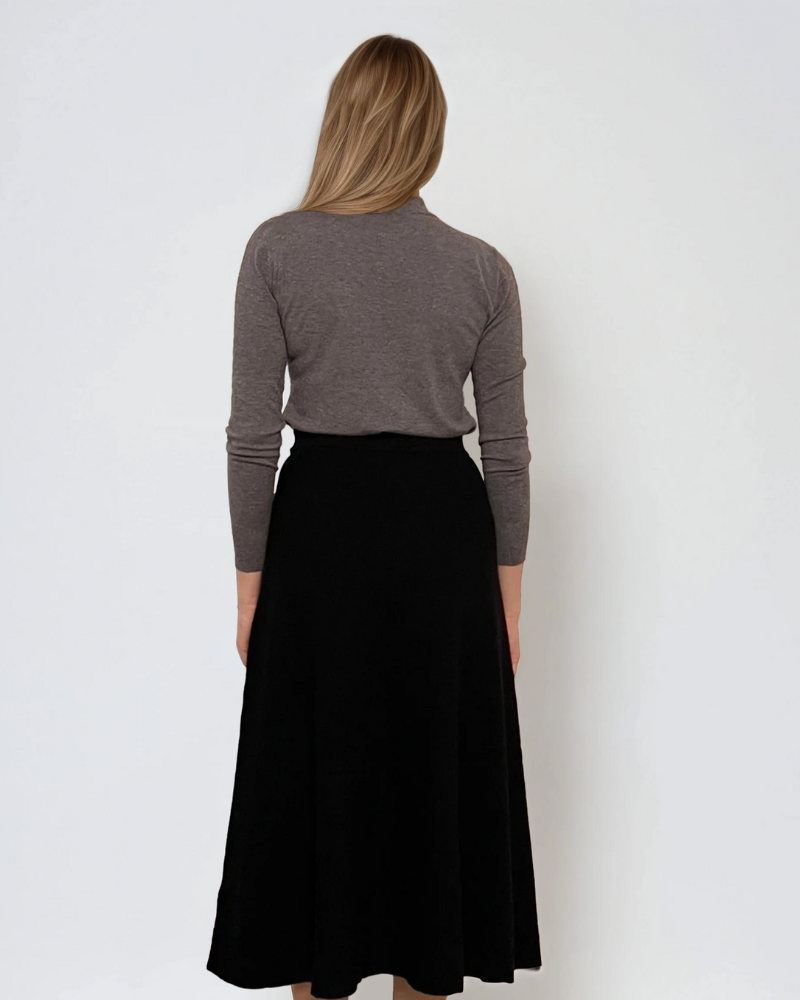 Pulover basic cu guler scurt gri 