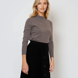 Pulover basic cu guler scurt gri 
