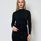Pulover basic cu guler scurt negru 