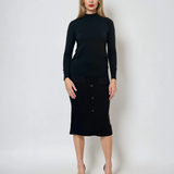 Pulover basic cu guler scurt negru 