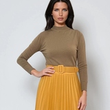 Pulover basic cu guler scurt olive 