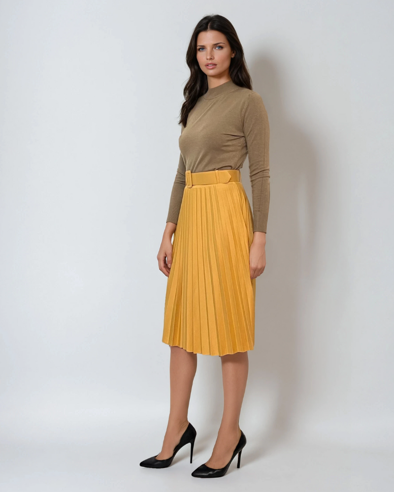 Pulover basic cu guler scurt olive 