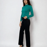 Pulover basic cu guler scurt turcoaz 