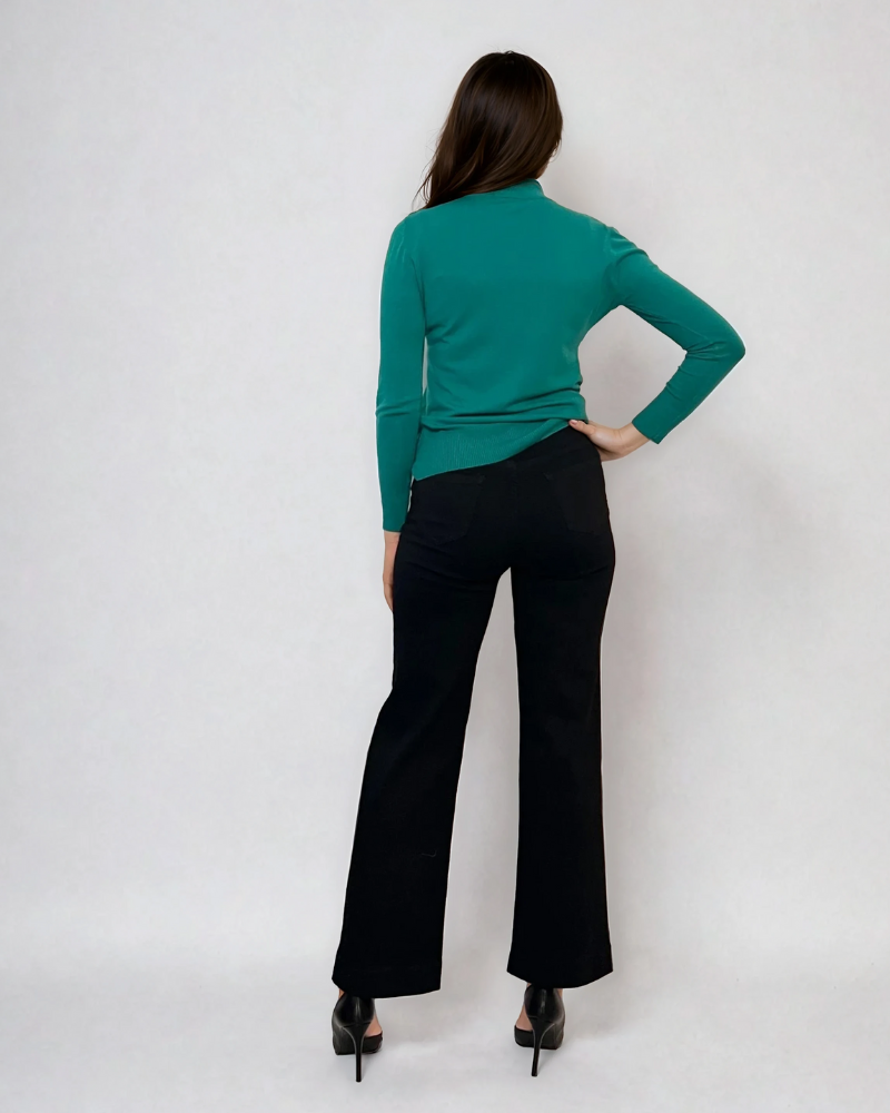 Pulover basic cu guler scurt turcoaz 