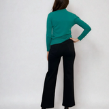 Pulover basic cu guler scurt turcoaz 