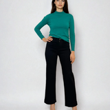 Pulover basic cu guler scurt turcoaz 