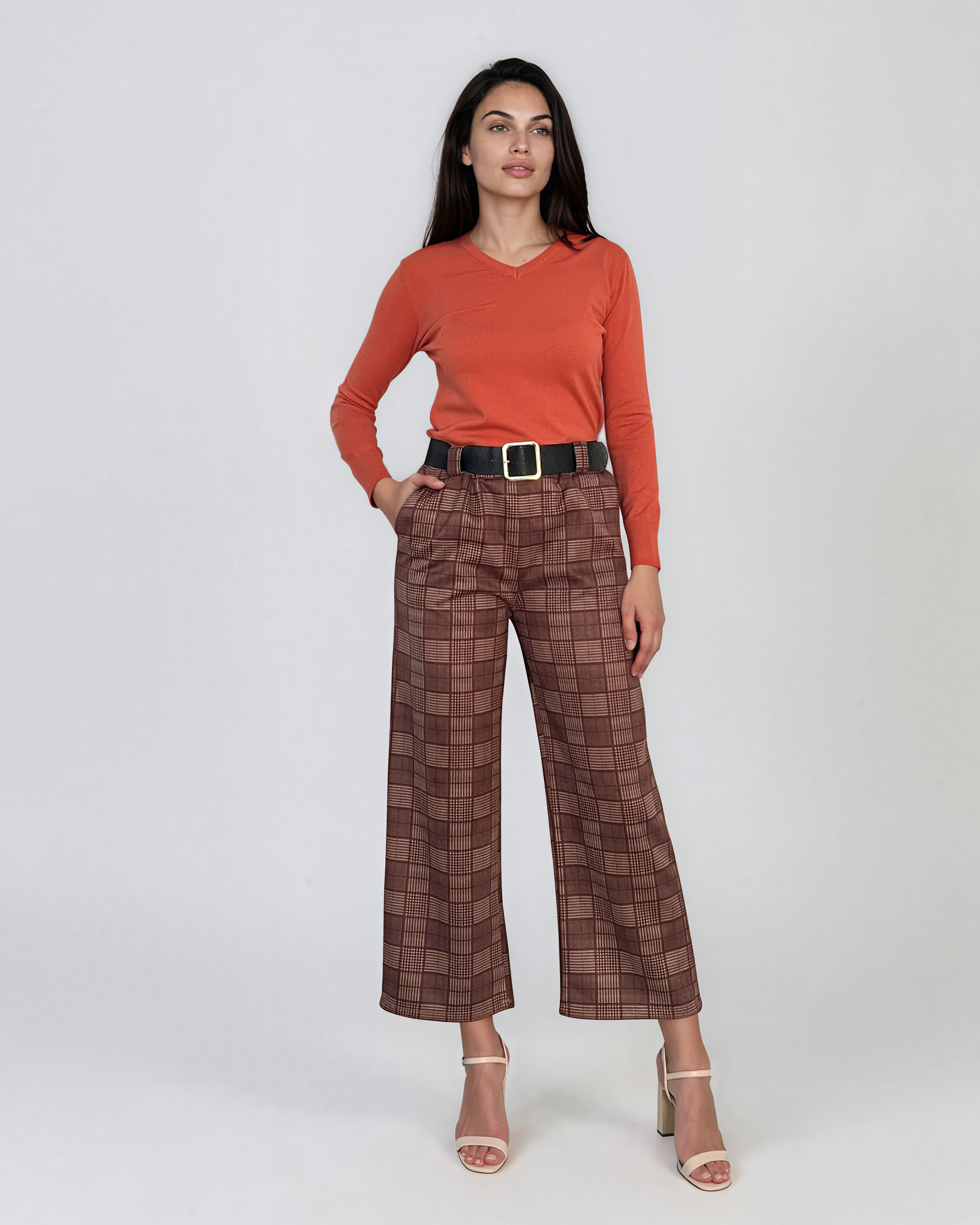Pulover basic en-coeur caramiziu HL233