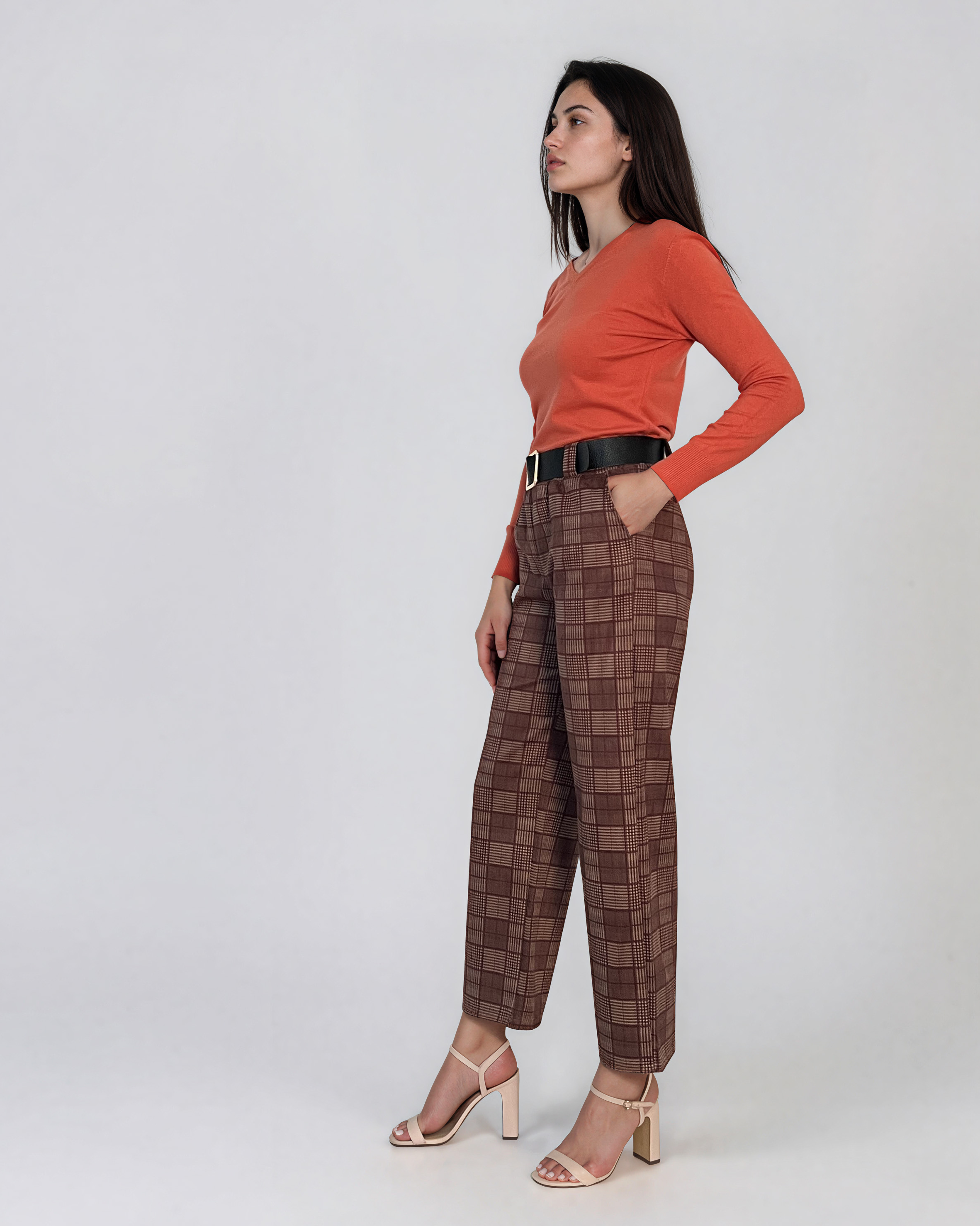 Pulover basic en-coeur caramiziu HL233