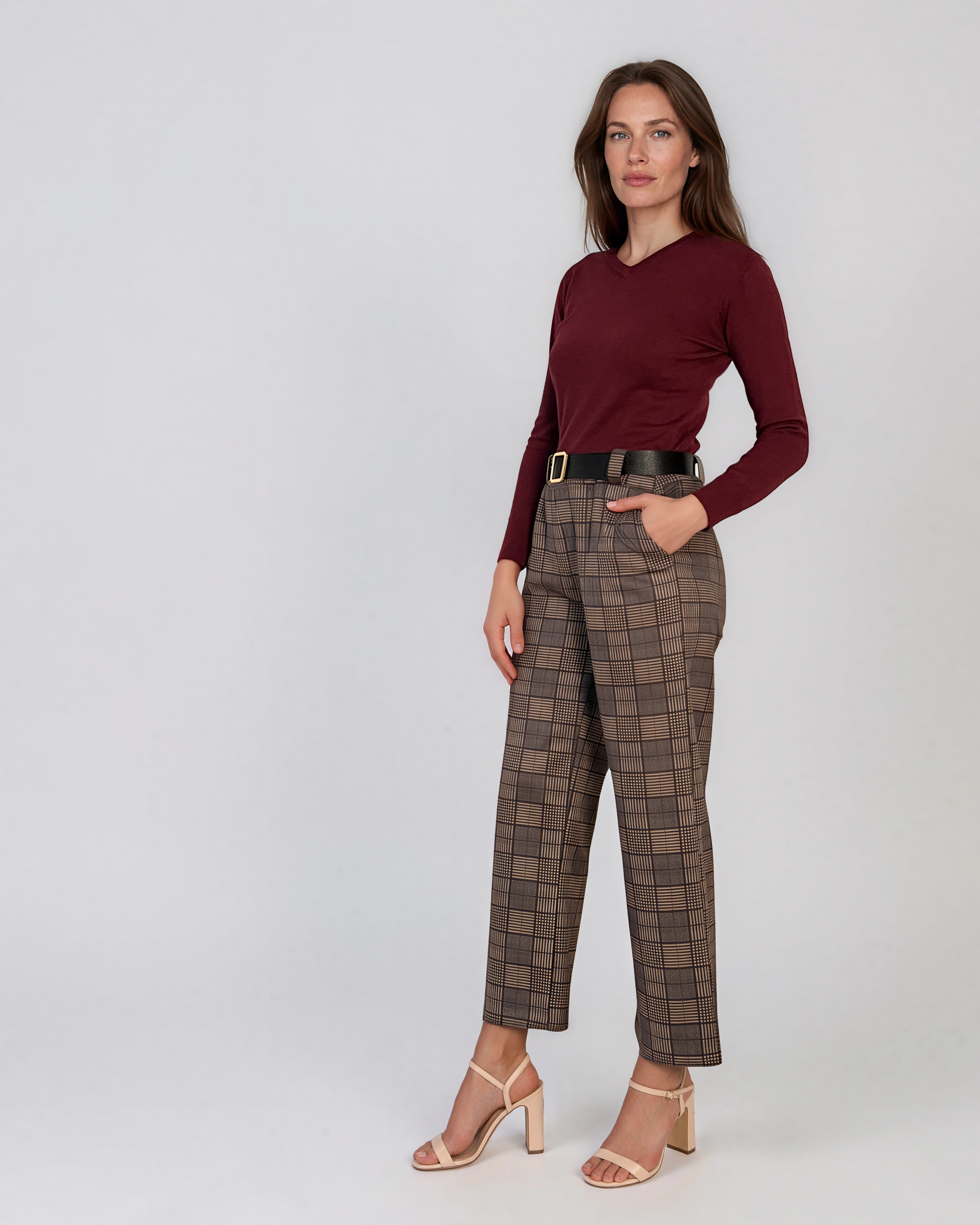 Pulover basic en-coeur grena HL233