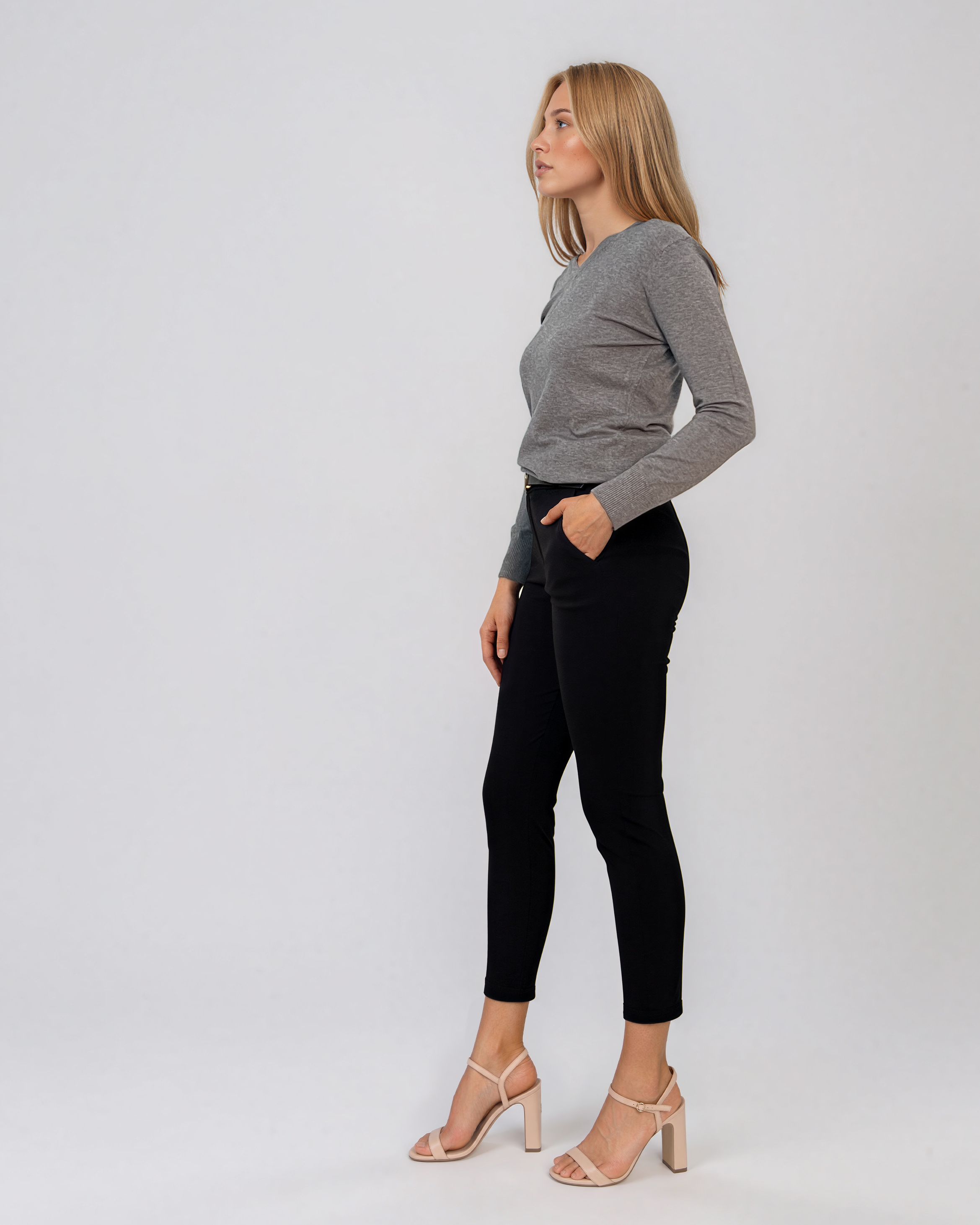 Pulover basic en-coeur gri HL233
