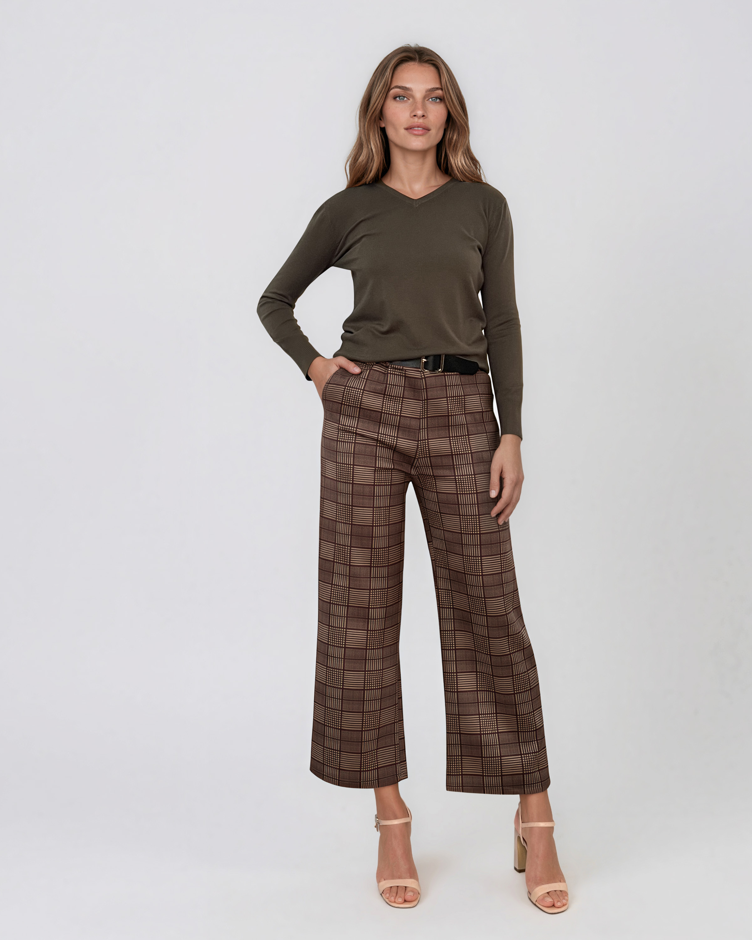 Pulover basic en-coeur kaki-dark HL233