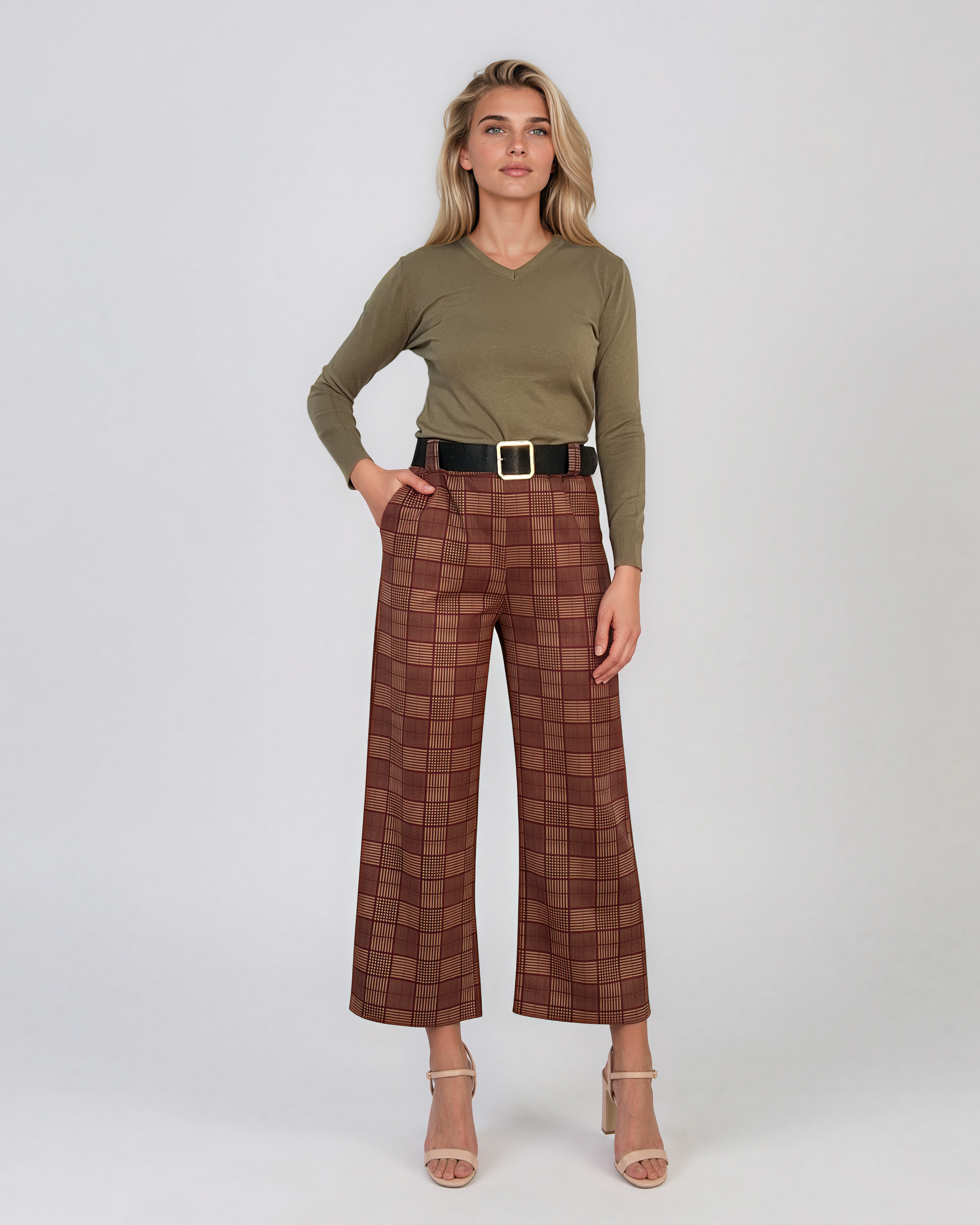 Pulover basic en-coeur kaki HL233