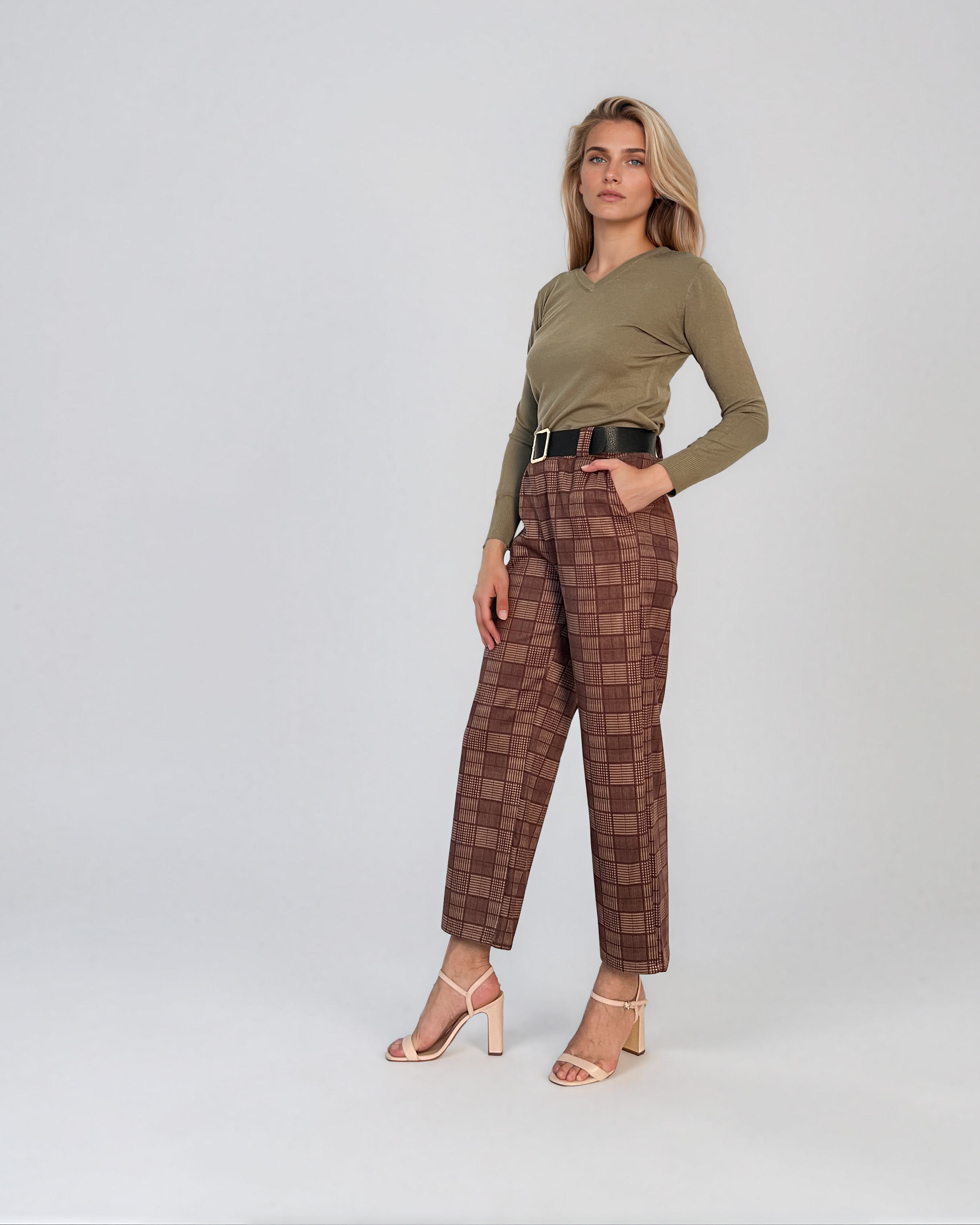 Pulover basic en-coeur kaki HL233