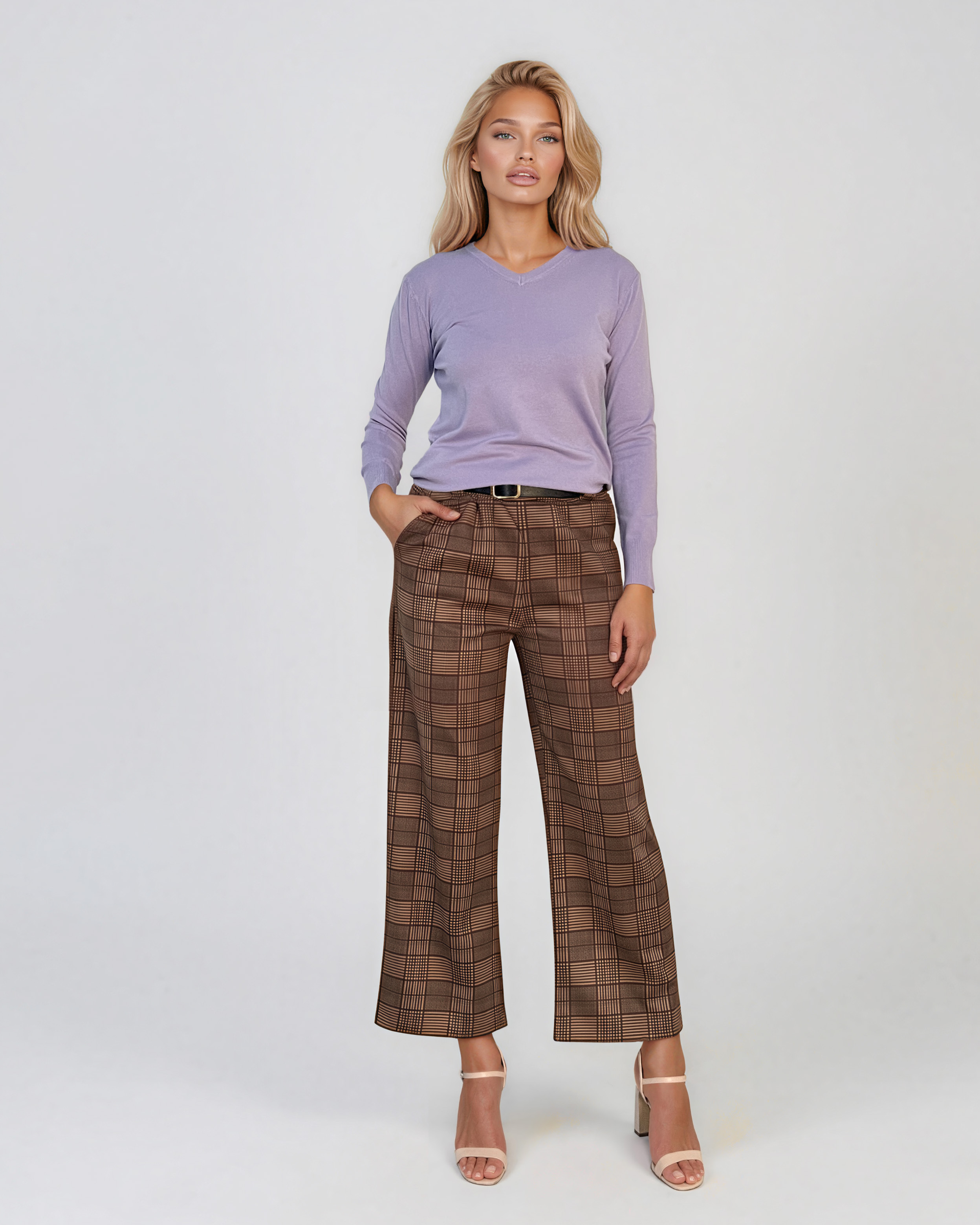 Pulover basic en-coeur lila HL233