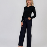 Pulover basic en-coeur negru HL233