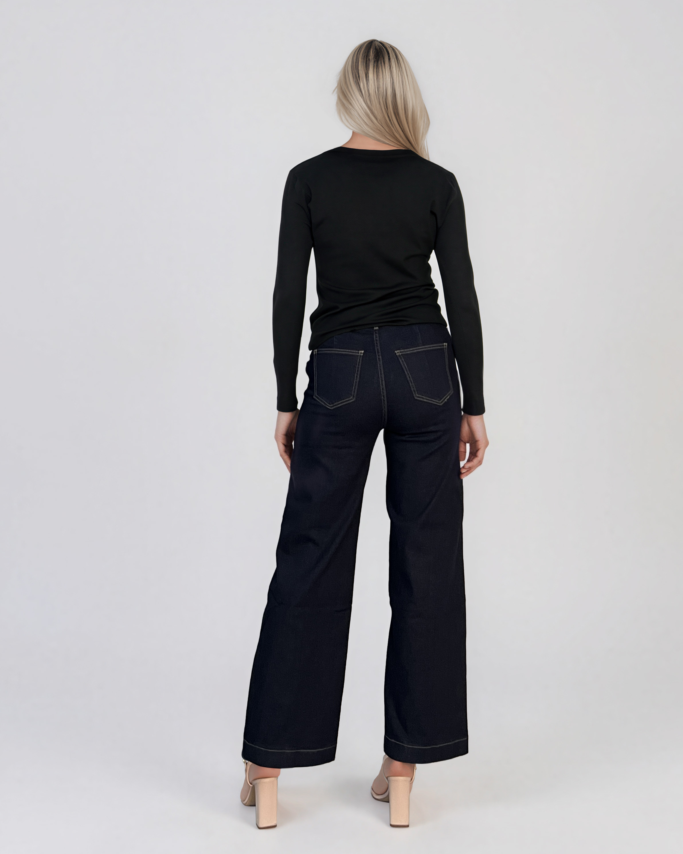 Pulover basic en-coeur negru HL233
