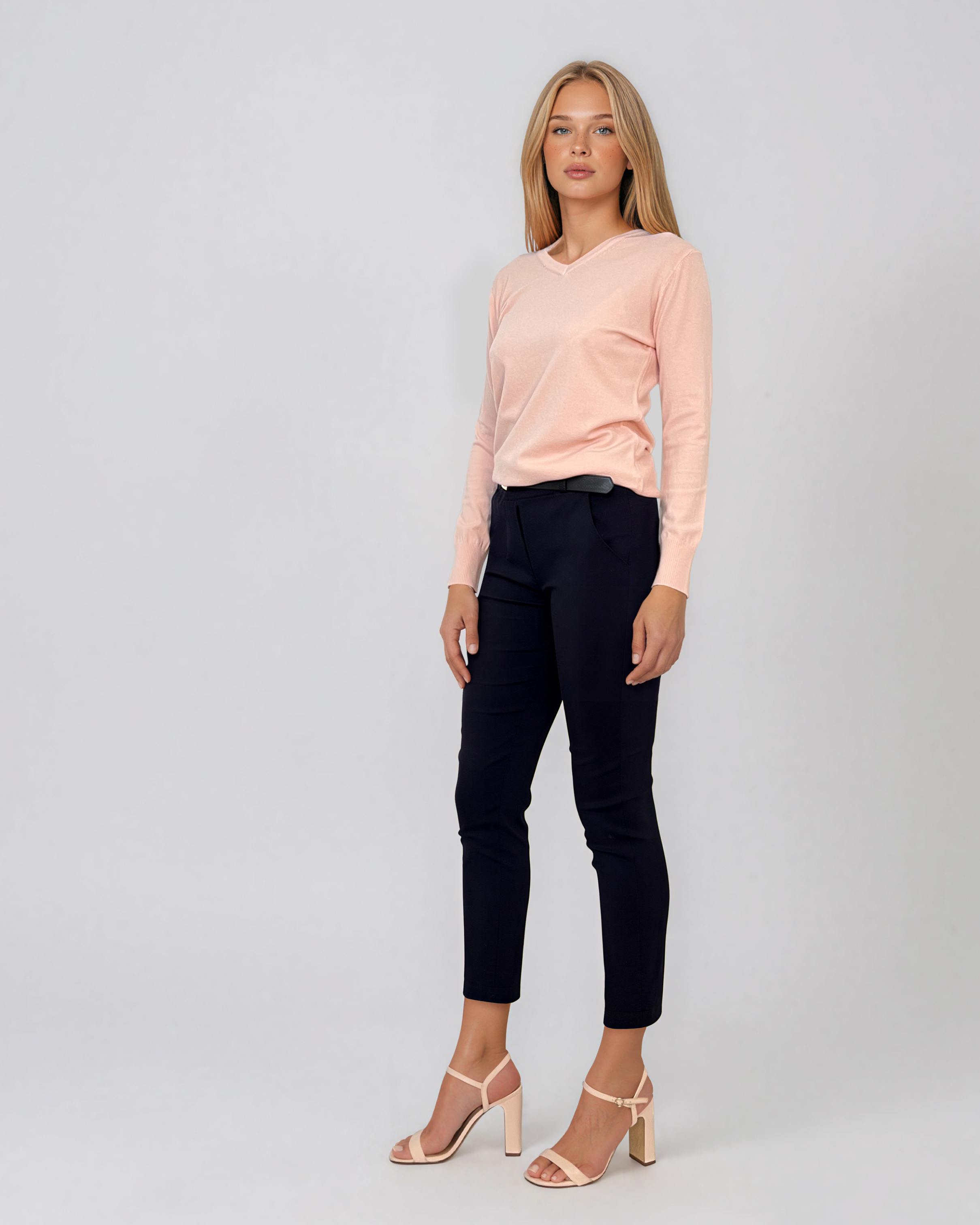 Pulover basic en-coeur roz HL233