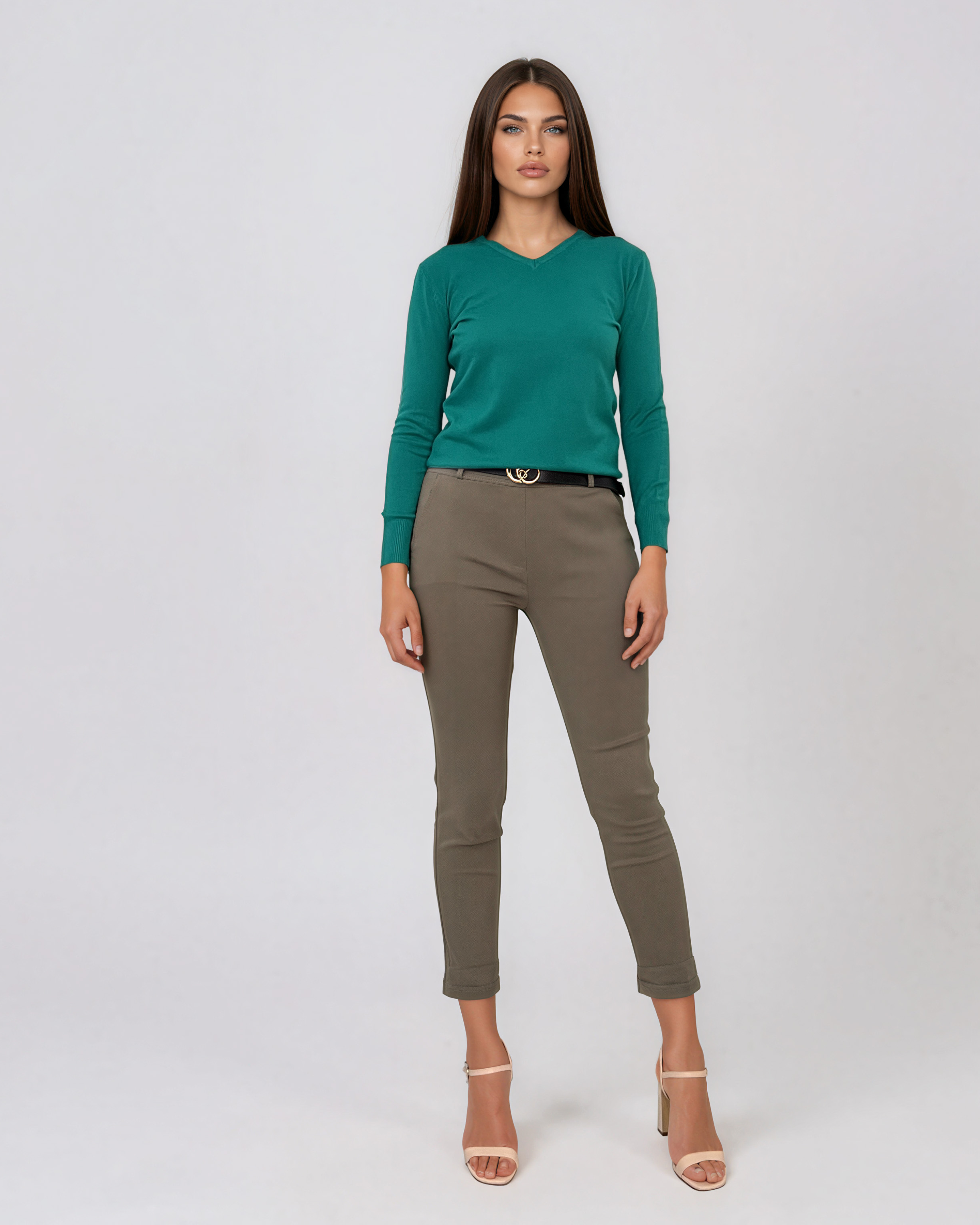 Pulover basic en-coeur turcoaz HL233